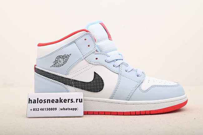 air jordan 1 mid half blue polka dot swoosh